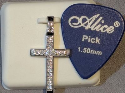 Moissanite 925 Sterling Silver Cross Pendant , Sparkly