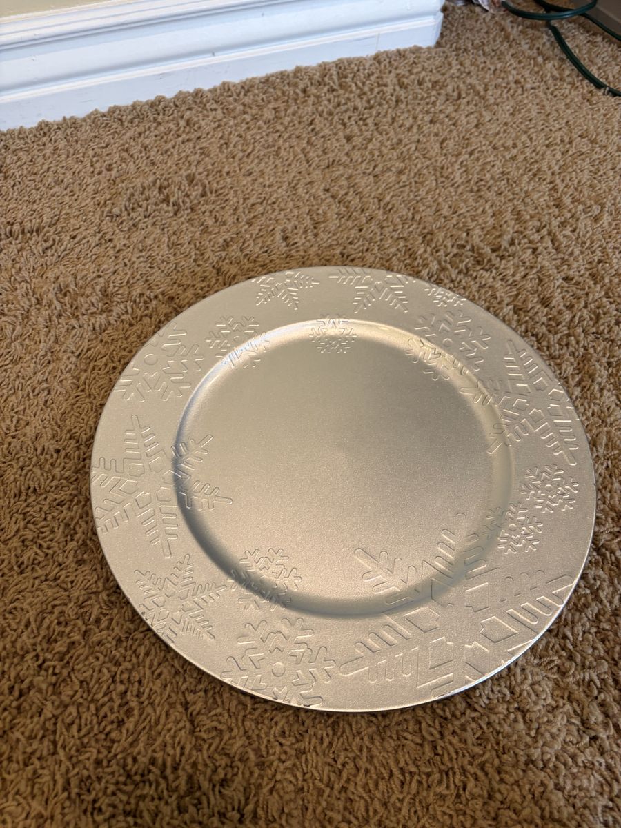 Silver Snowflake Charger Plate Holiday Table Decor