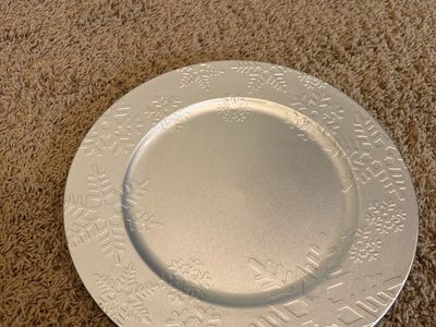 Silver Snowflake Charger Plate Holiday Table Decor