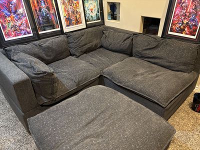 Sectional couch with storage hutch