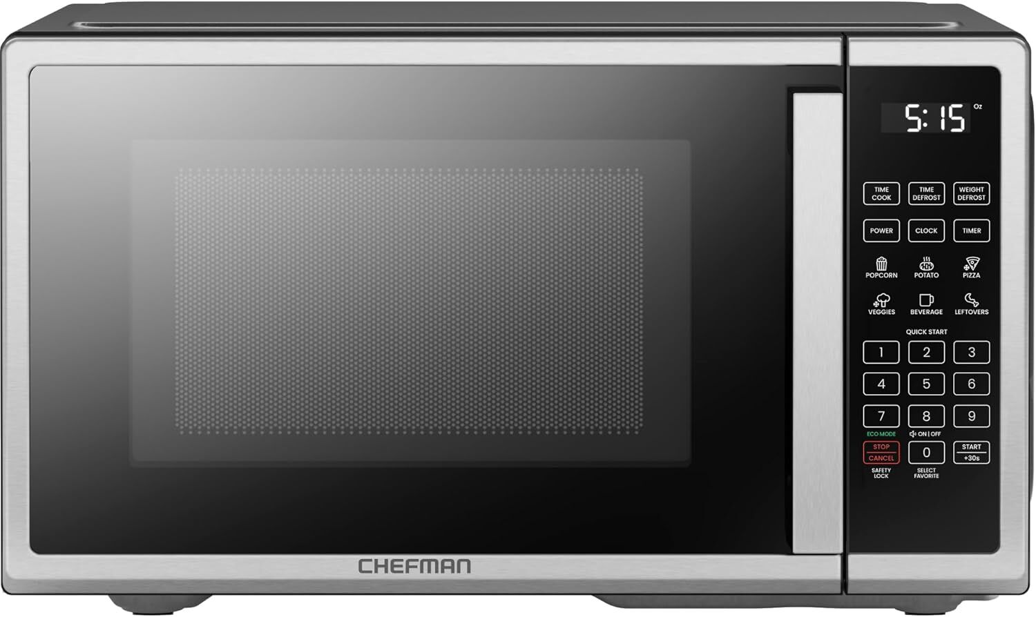 Chefman Countertop Microwave Oven 1.1 Cu. Ft. Digital Stainless Steel Microwave 1000 Watts