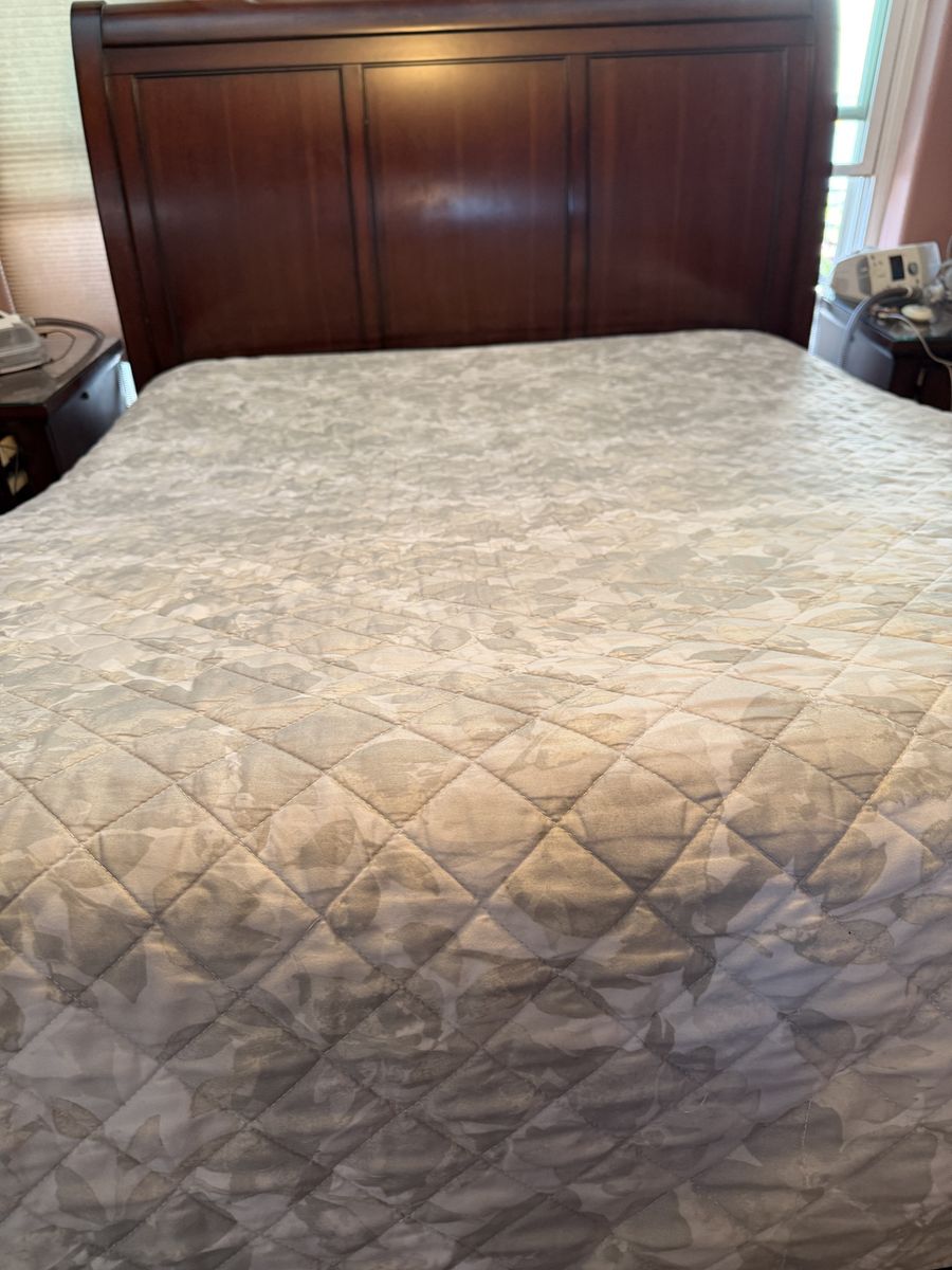 Dark Wood Sleigh Bed Frame - Queen Size with Storage Footboard - Elegant Design