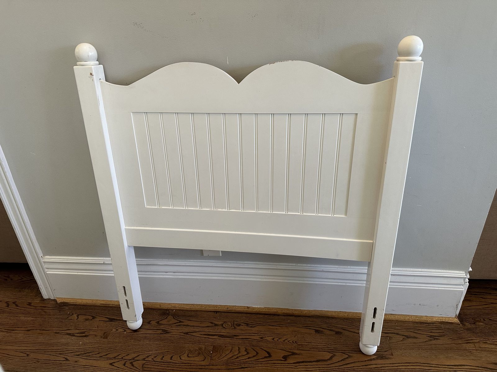 White Solid Wood Twin Headboard