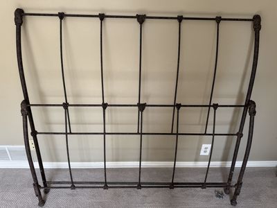 Queen size wrought Iron head and foot board and frame