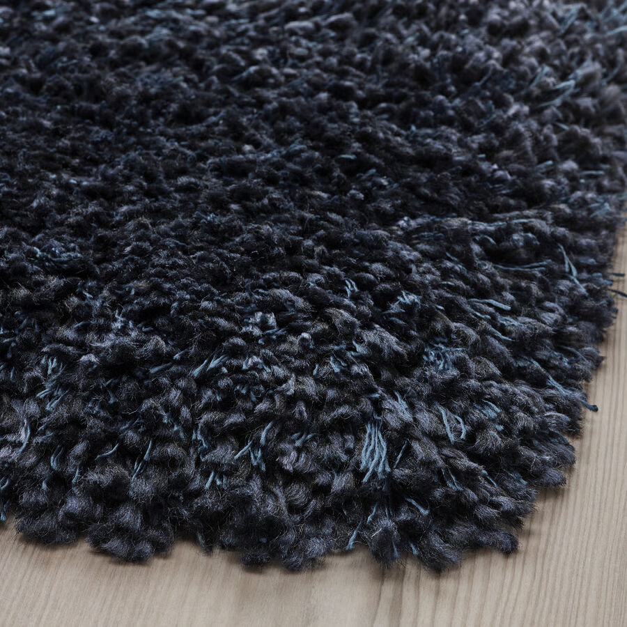 Dark Blue Area Rug – High Pile / Shag – Living Room or Bedroom