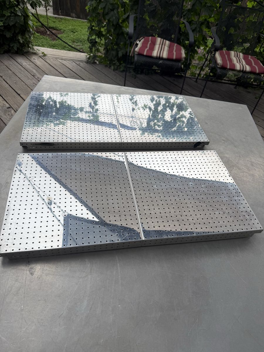Vintage stainless steel ceiling tiles.