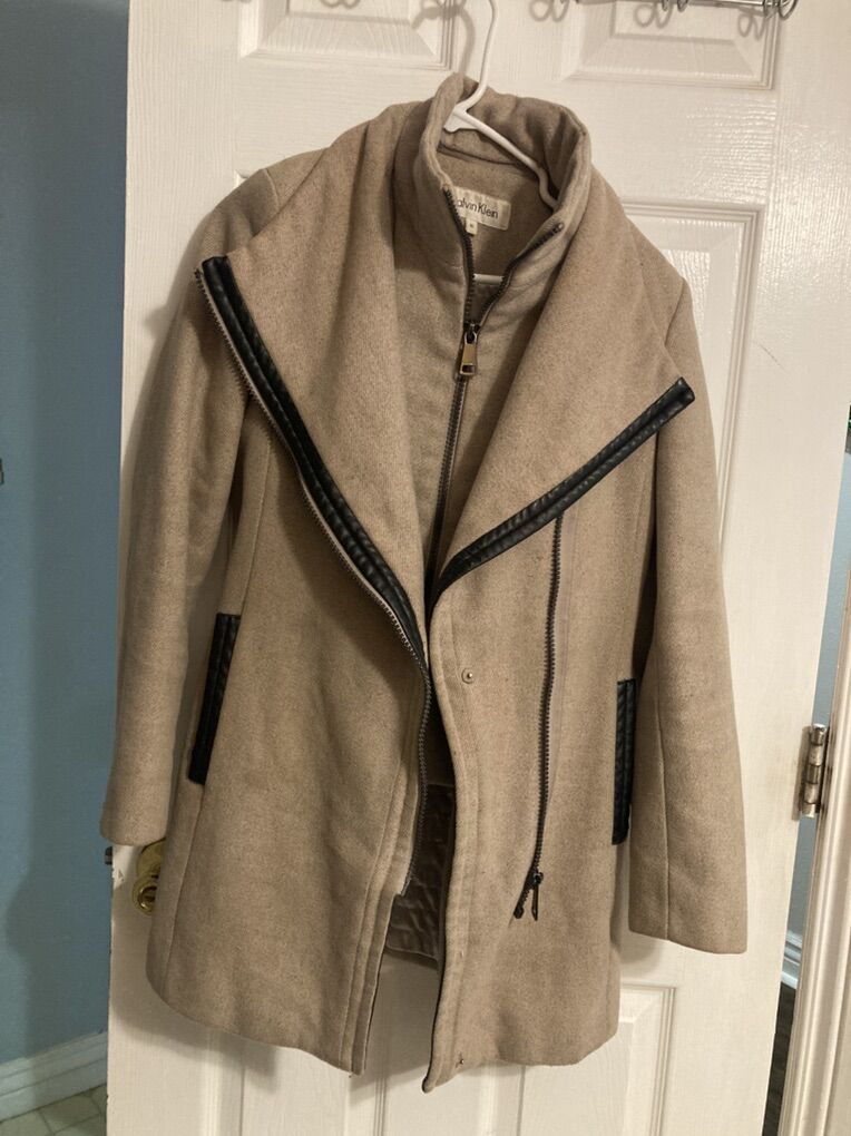 Calvin Klein Coat XSmall Wool Leather