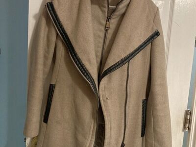 Calvin Klein Coat XSmall Wool Leather