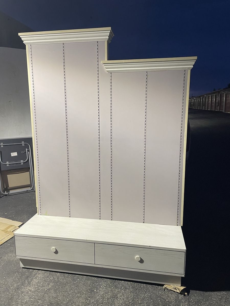 White/Light Gray Two-Tier Display - Modern Storage Unit