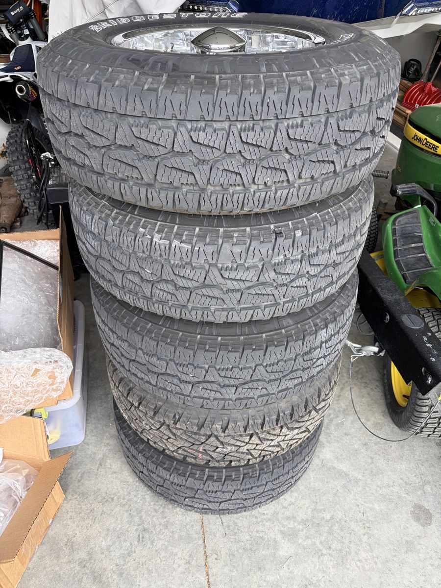 Bridgestone Dueler A/T Revo 3 /Weld racing wheels Set of 5 LT265/70/17 8x165.1 8x6.5