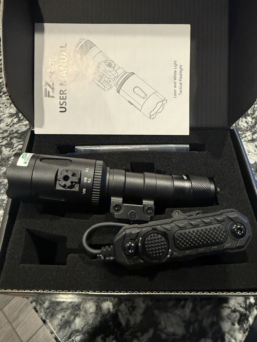 EZshoot 1200 lumen laser and white light tactical flashlight