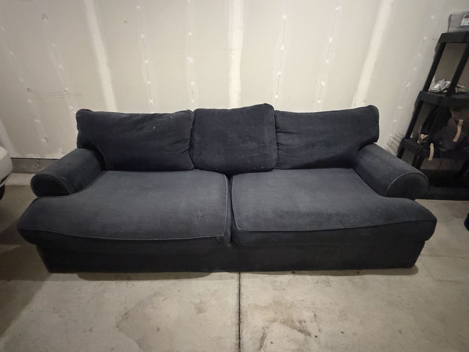 Mustang Navy Blue 96" Sofa - Good Condition, Comfortable Cushions