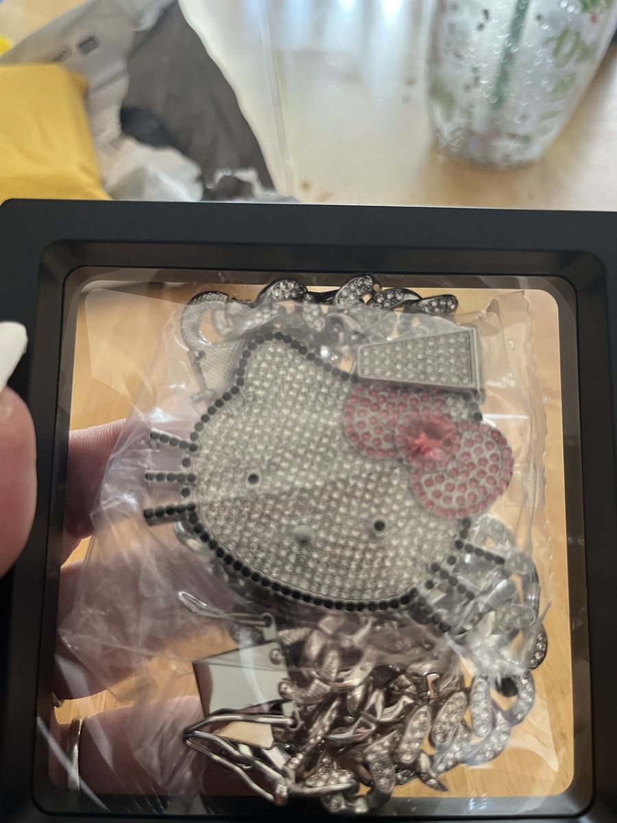 Iced out Hello Kitty Character Pendant Necklace with Chain and matching bracelet