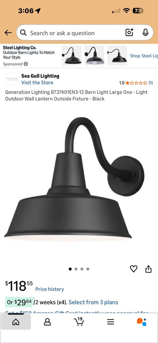 Outdoor Lighting Sconce -Porch Lighting - New in original boxes (2 included)