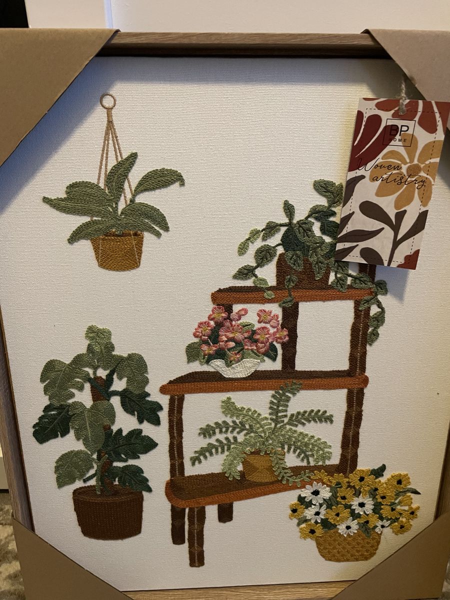 New 16x20 Home Textile Embroidery wall Art Plants