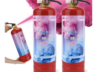 2-Pack Gender Reveal Smoke Fire Extinguishers - Pink Powder - Fun Baby Announcement