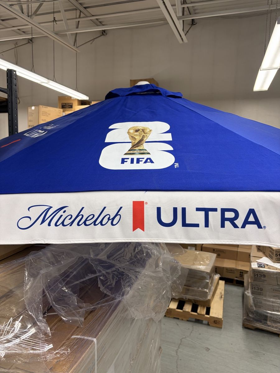Michelob Ultra FIFA World Cup Patio Umbrella - Blue/White, Promotional Bar Decor