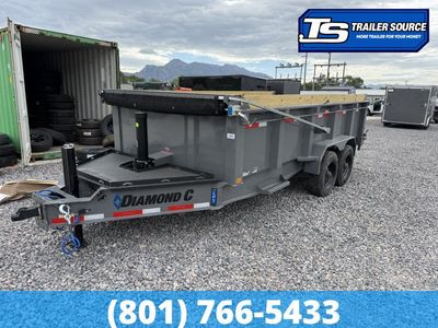 7x16 Diamond C LPT 210 Dump Trailer - 32" Sides - 23K GVWR - Board Brackets, Hydraulic Jack(s)
