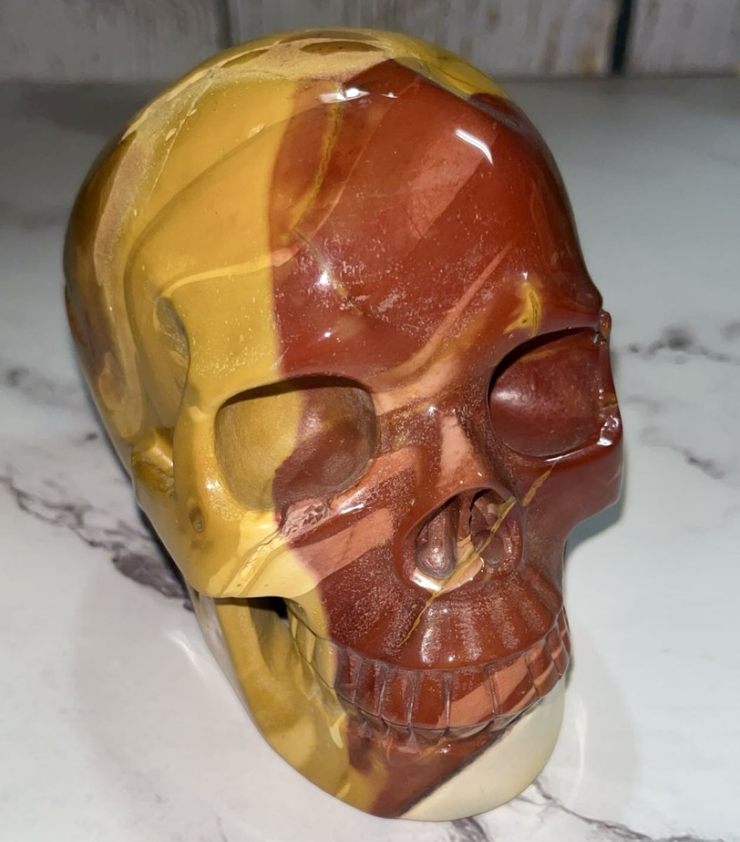 NEW Crystal 5" SKULL MOOKAITE Jasper Flashy Stone Home Decor Decoration Figurine Statue Collectible