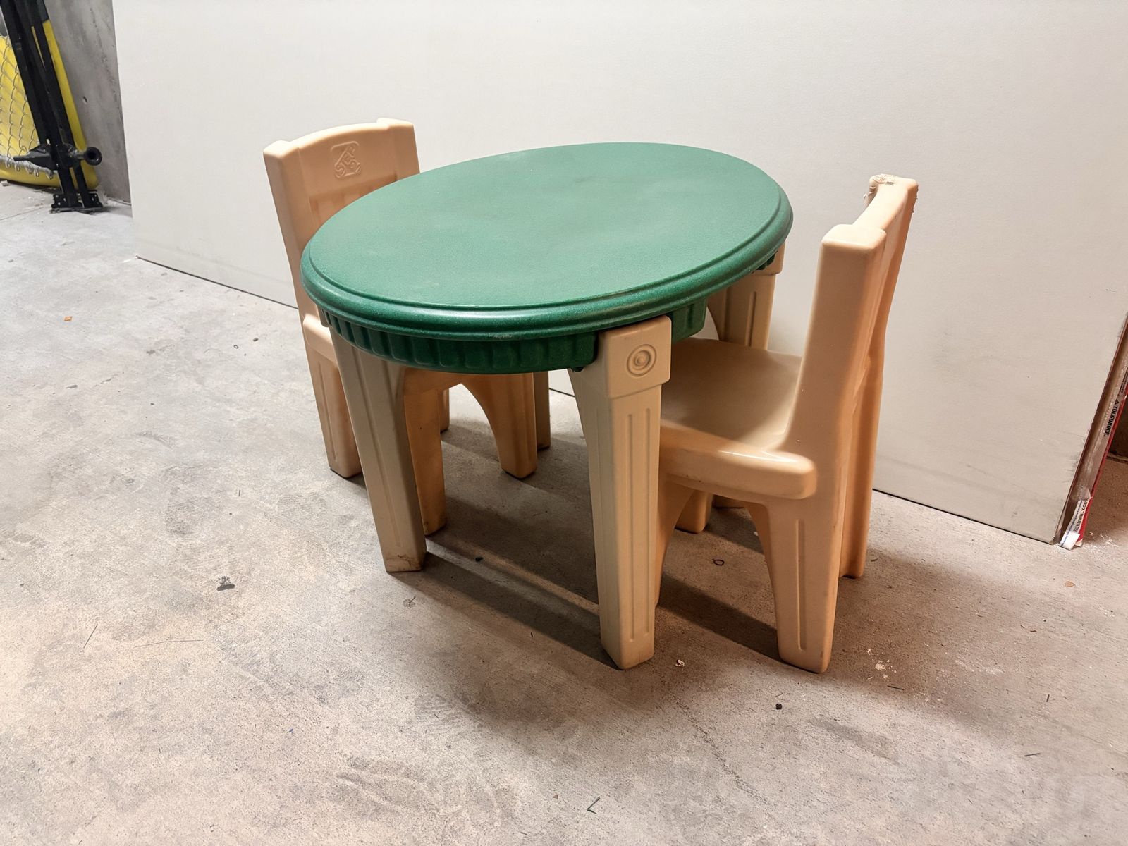 Step2 Green & Tan Kids Play Table with 2 Chairs - Durable Plastic Activity Set