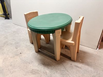 Step2 Green & Tan Kids Play Table with 2 Chairs - Durable Plastic Activity Set