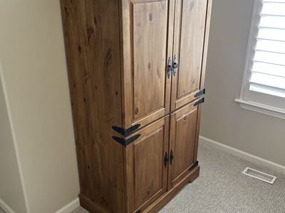Wooden Armoire Cabinet with Black Hardware - Rustic Storage Wardrobe