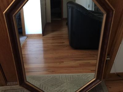 De La Torre Bros Octagon Wall Mirror with Wood and Gold Tone Frame