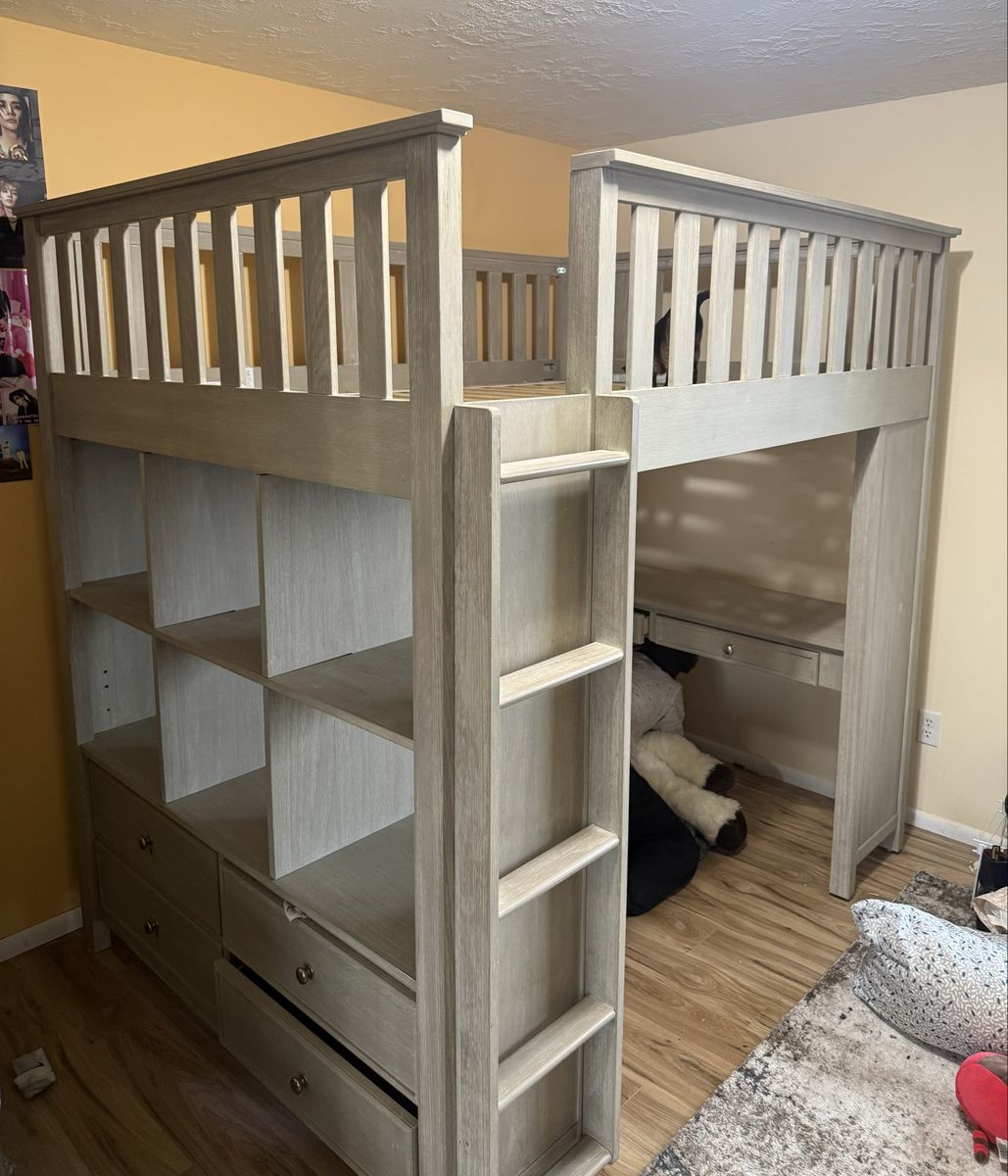 Full Size Loft Bed with Desk