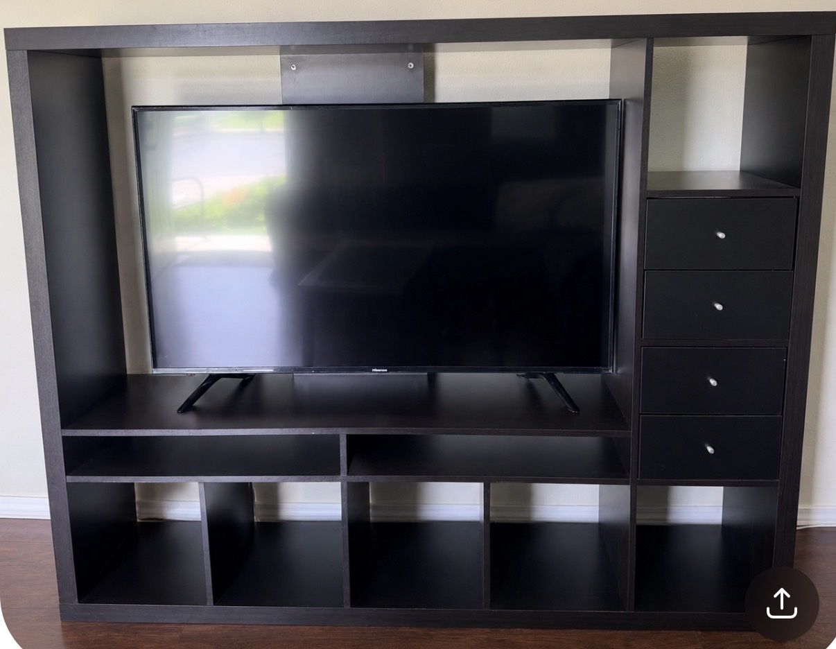 Black entertainment center TV