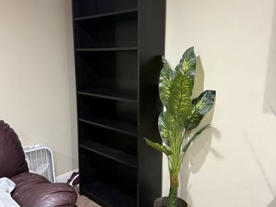 Tall Black Wood Bookcase - 6-Shelf