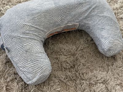 Boppy Feeding and Nursing Pillow with Blue Dash Pattern