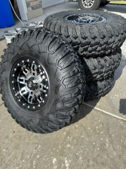 Tusk Terrabite 32x10-15 Tires on Tusk Teton Beadlock Wheels - Set of 4