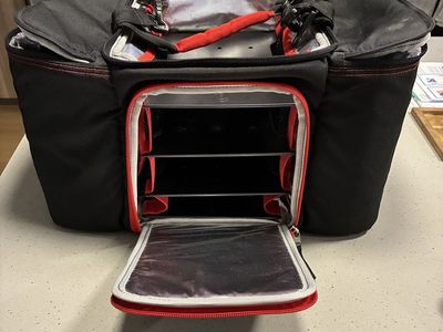 6 Pack Fitness Innovator 300 Meal Management Bag - Black/Red W/Compartments