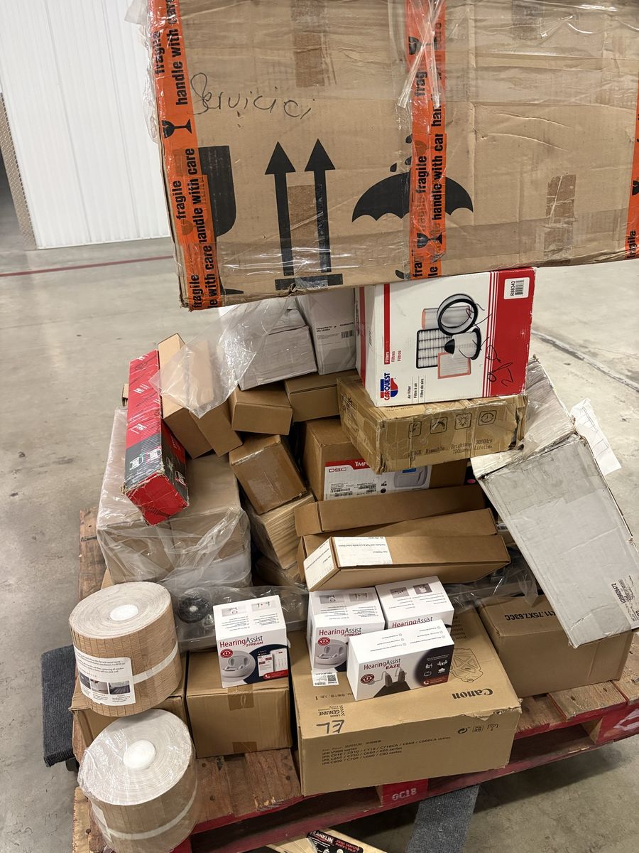 Pallet of Mixed General Merchandise, Auto Parts, Electronics, and Surplus Goods