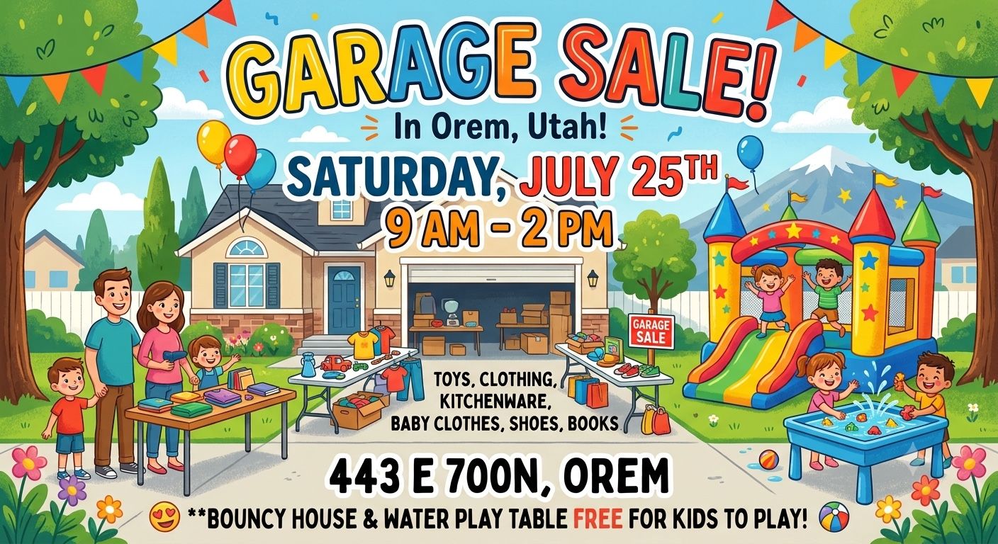 Garage Sale in Orem, Utah! Toys, Clothing, Kitchenware, Baby Clothes, Shoes, Books & More