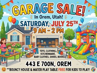Garage Sale in Orem, Utah! Toys, Clothing, Kitchenware, Baby Clothes, Shoes, Books & More