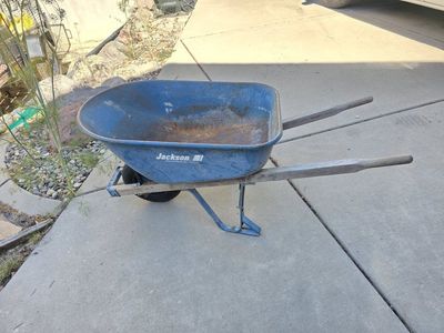Jackson Professional 6 cu ft Blue Steel Wheelbarrow with Wooden Handles