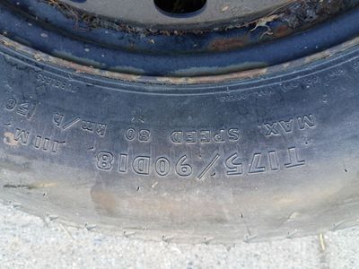 Donut spare T175/90D18, fits 2012 Jeep Grand Cherokee and others