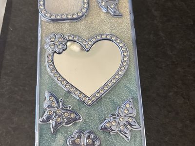 Zkacase Blue Rhinestone Butterfly Heart Mirror Glitter iPhone Case