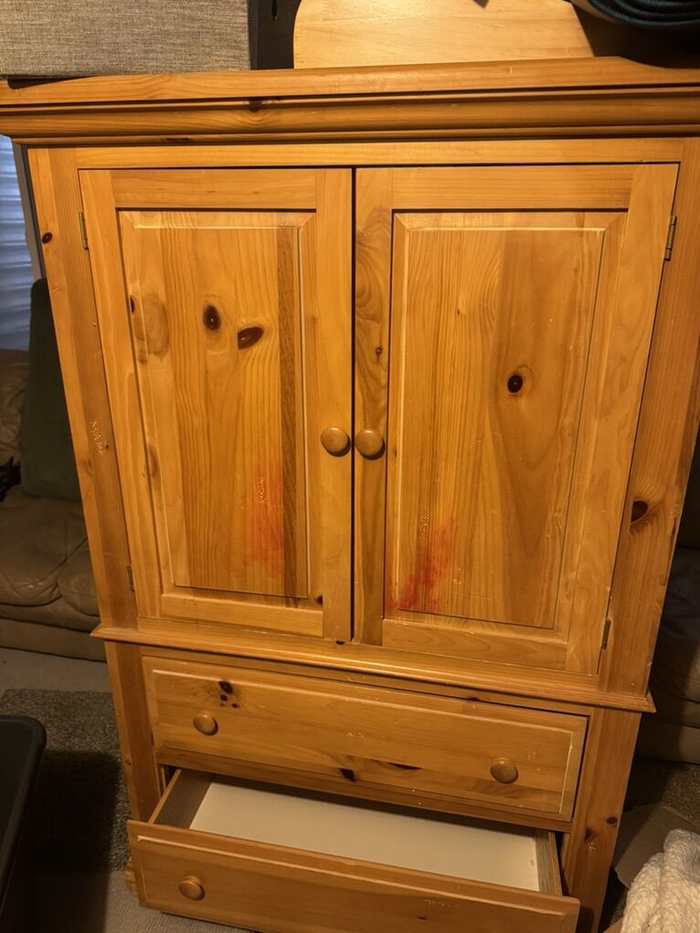 White And Wood Armoire