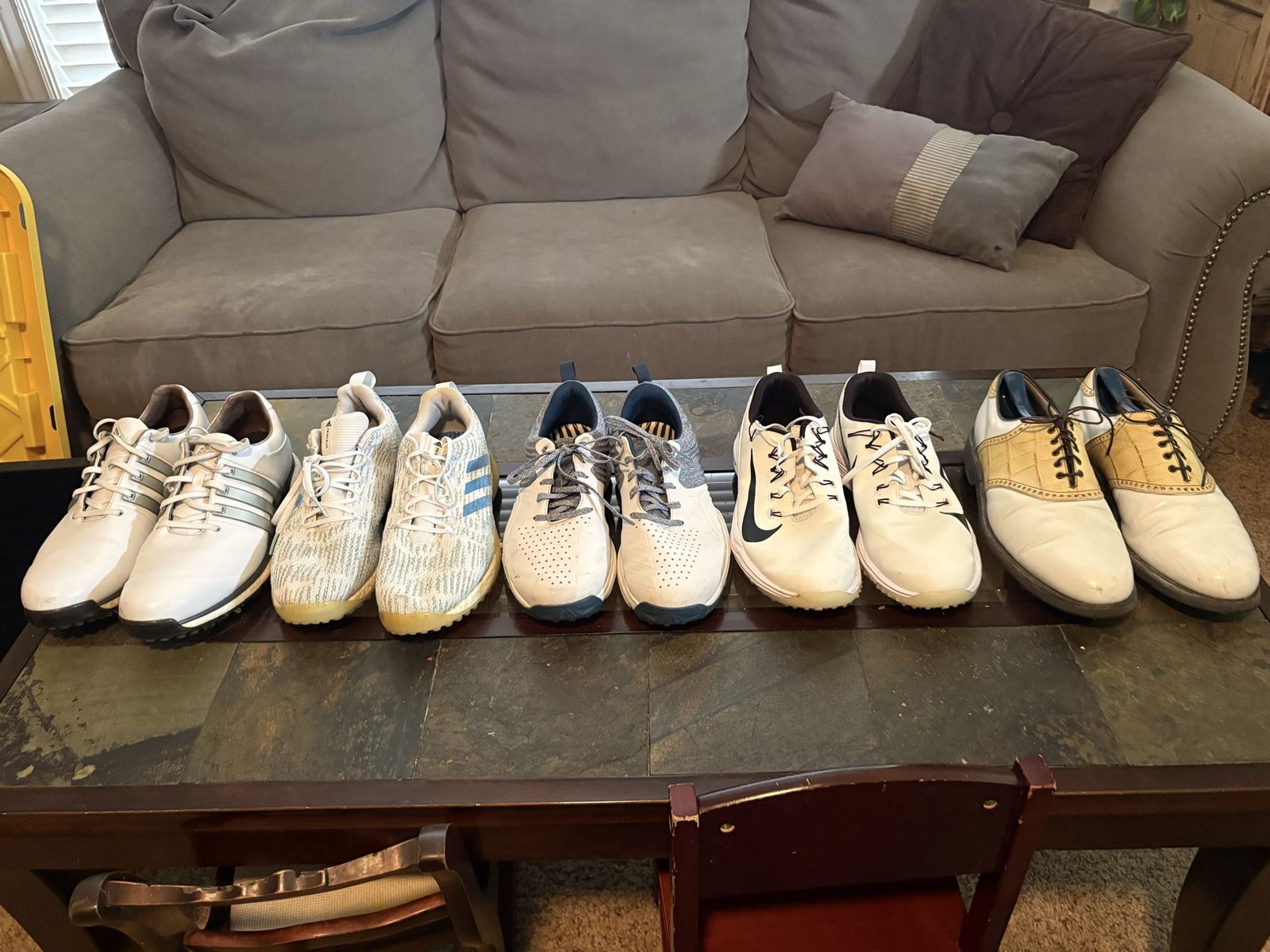 Assorted Mens Golf Shoes Size 12. Adidas, Nike, and Foot Joy