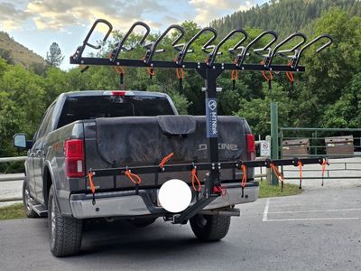 MTNtek Adventure 8-Bike Hitch Rack - Heavy Duty Vertical Bike / eBike Rack with lots of extras. 80 pounds per bike.
