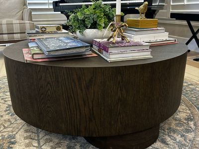 Round Wood Coffee Table - Dark Brown, Modern Design, Excellent Condition