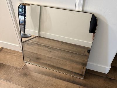 Modern Gold Framed Accent Wall Mirror with Rounded Corners