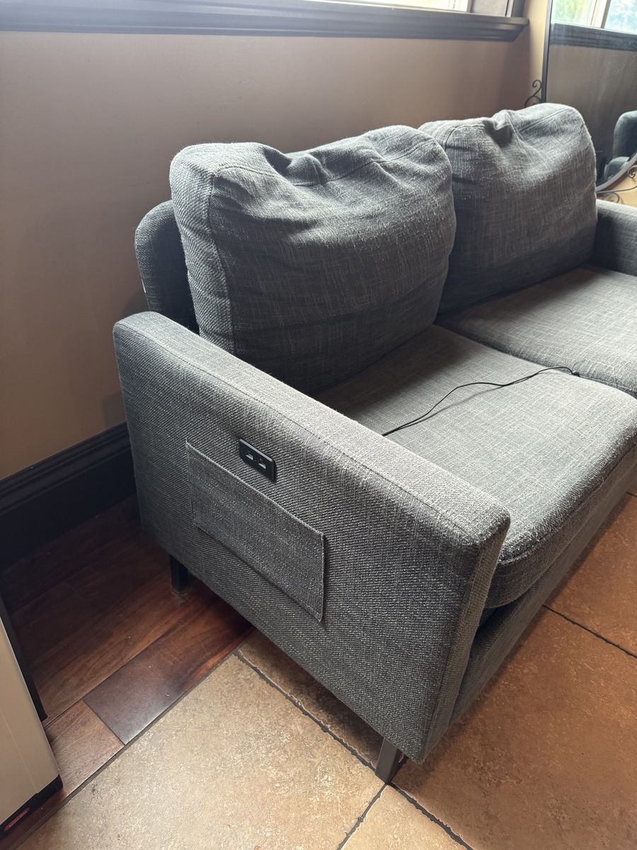 Used Grey Fabric Loveseat - Compact 2-Seater Sofa for Small Spaces