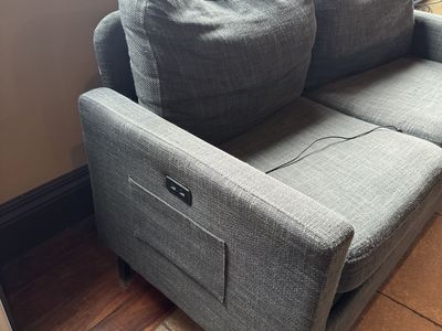 Used Grey Fabric Loveseat - Compact 2-Seater Sofa for Small Spaces