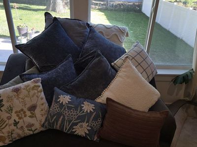 Assorted Decorative Throw Pillows - Various Colors & Textures - Set of 10