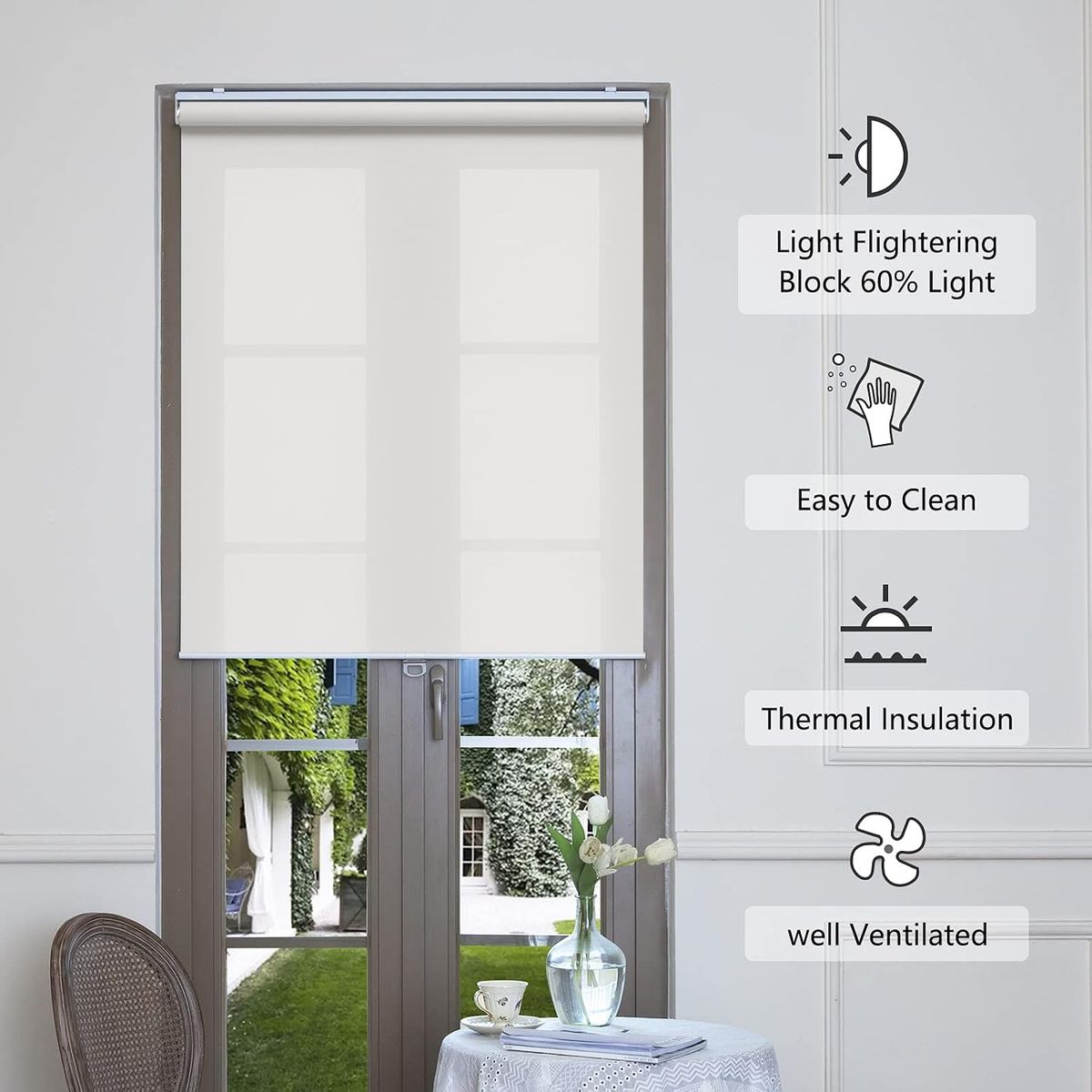 White Roller Shades - Light Filtering (26" W x 72" H )