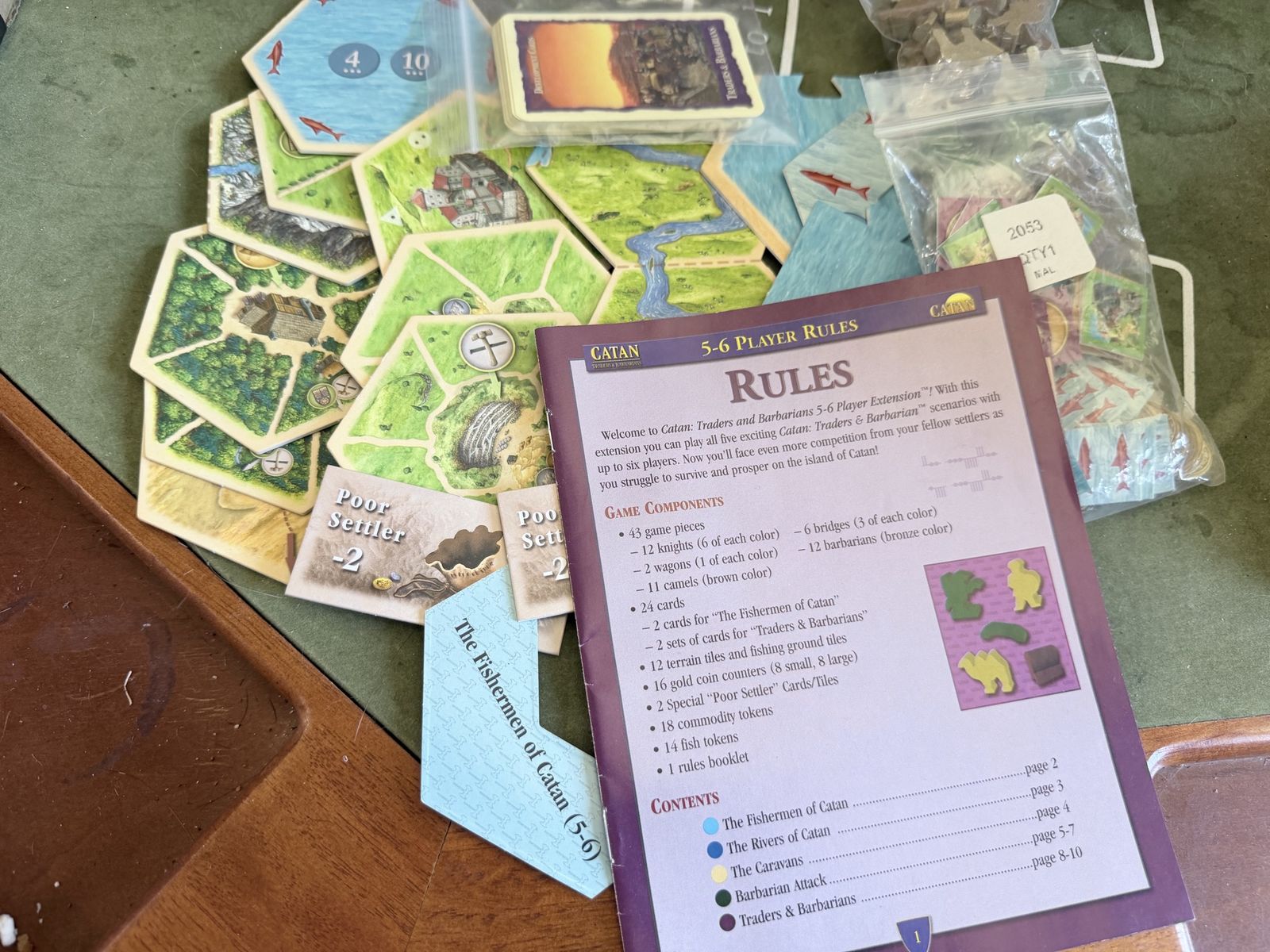Catan Traders & Barbarians 5-6 Player Extension Game Components & Rules Booklet