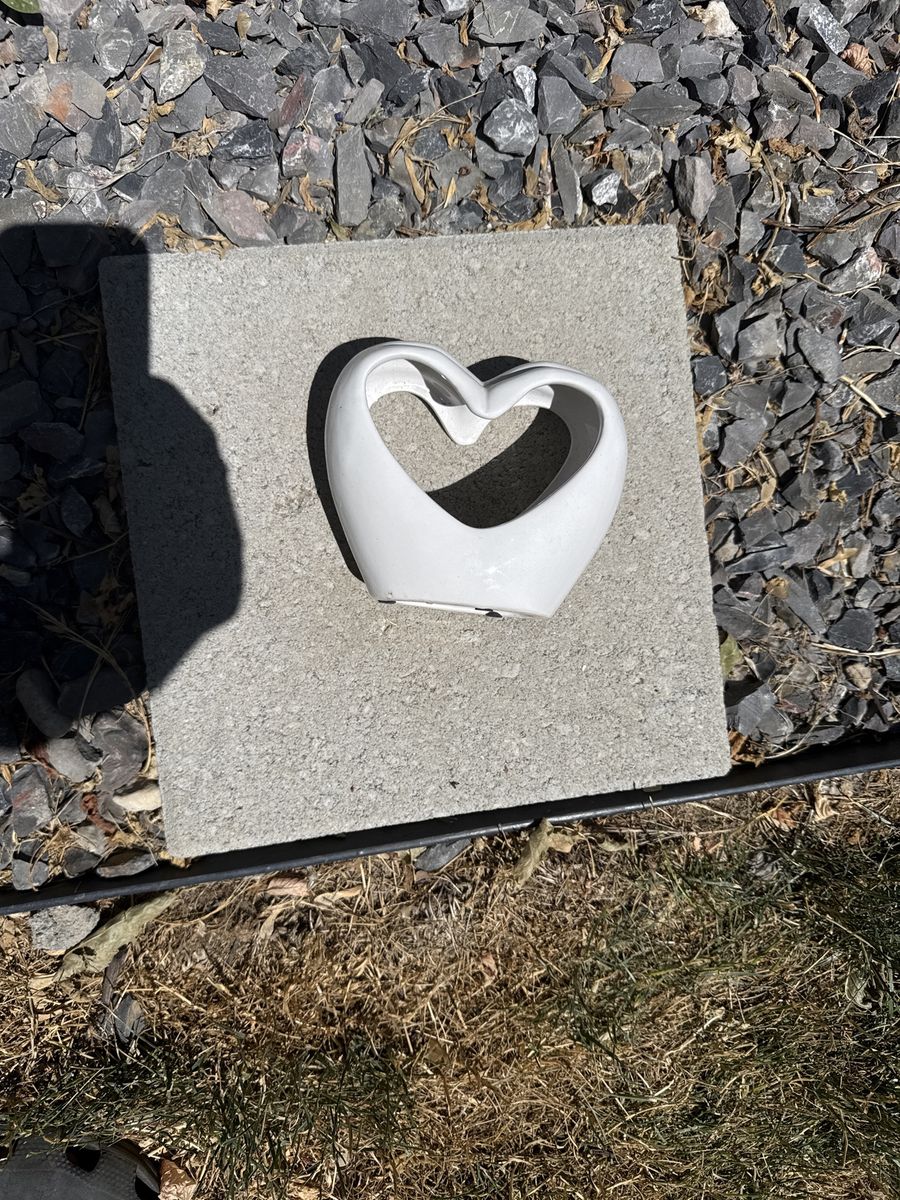 White Ceramic Heart Planter / Vase / Decor